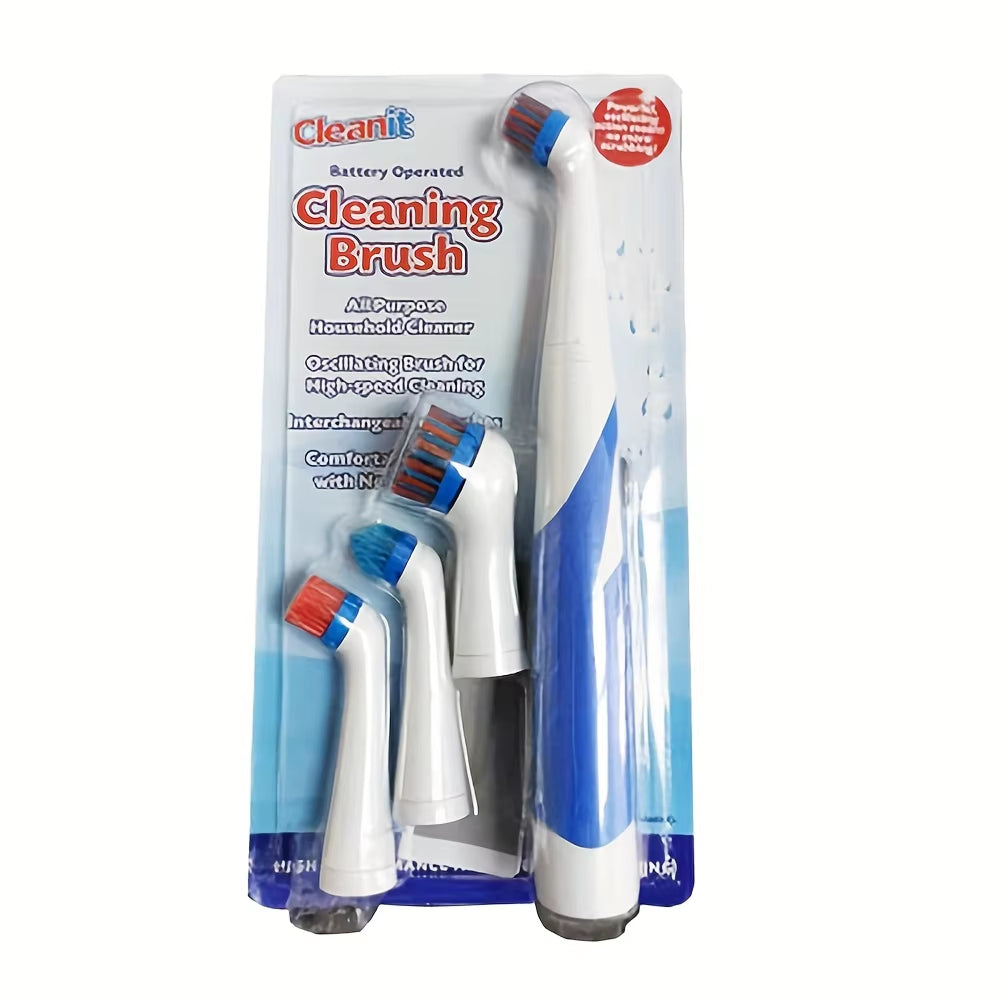 Cleaning Brush Sonic Scrubber, Cleaning Tool with 4 Brushes Multifunctional Electric Cleaning Brush Cleaning Supplies
