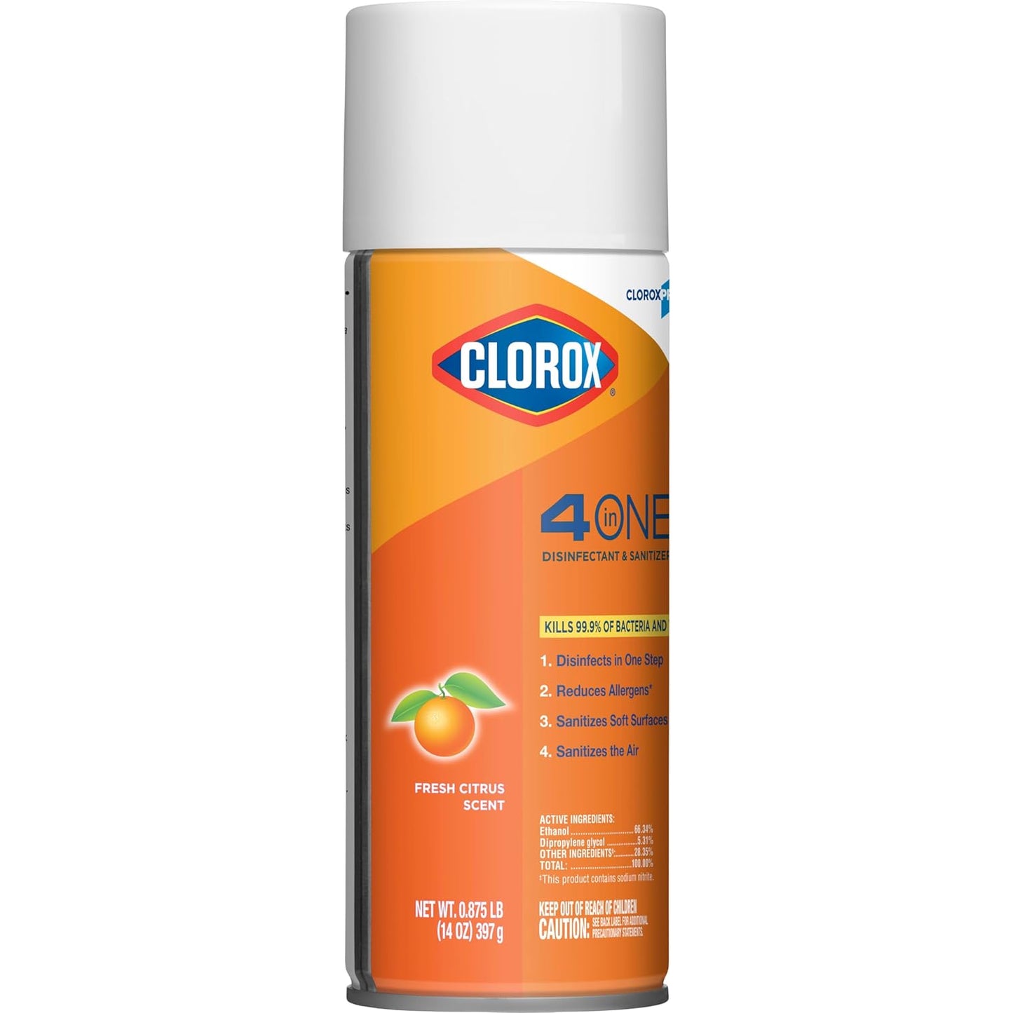 Clorox 4 in One Disinfectant & Sanitizer, Citrus, 14 Ounce Can