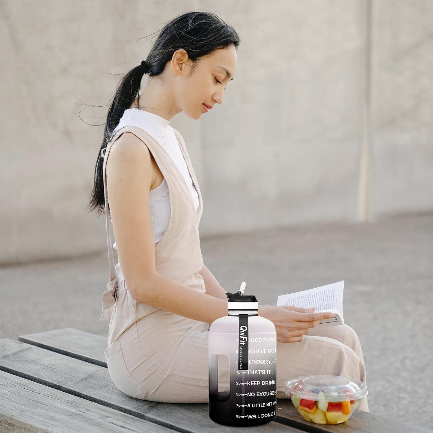 Motivational Gallon Water Bottle - with Straw & Time Marker BPA Free Large Reusable Sport Water Jug with Handle for Fitness Outdoor Enthusiasts Leak-Proof