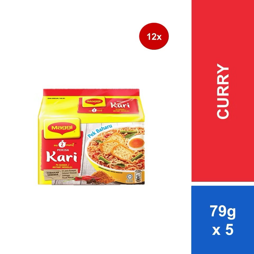 ￼[Carton of 12] MAGGI Two Minute Curry 79g x 5 Packs (Halal)