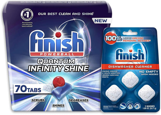 Quantum Infinity Shine 70 Count Dishwasher Detergent Powerball + In-Wash Dishwasher Cleaner