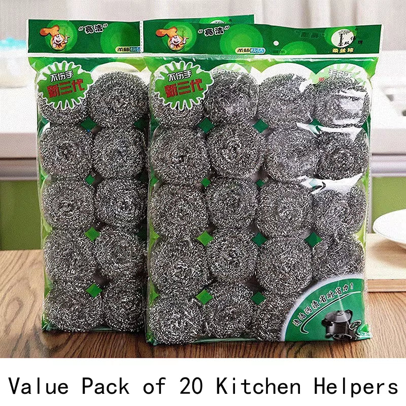 5/10/20Pcs Stainless Steel Cleaning Ball Brushes Household Cleaning Tool Cleaning Balls Kitchen Utensils High Quality Tools