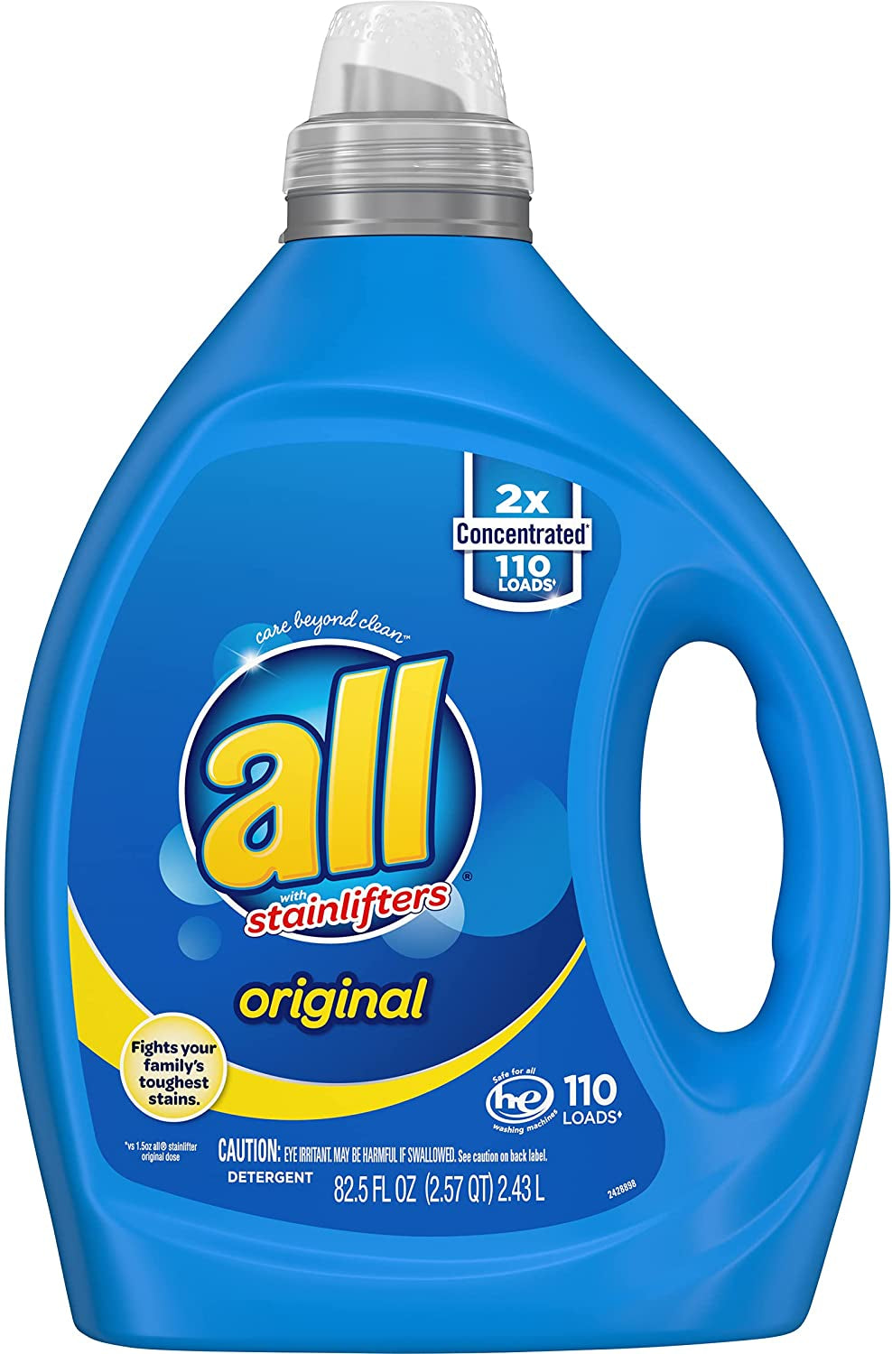 Liquid Laundry Detergent, Stainlifter Fights Tough Stains, for Messy Fun Families, 2X Concentrated, 110 Loads