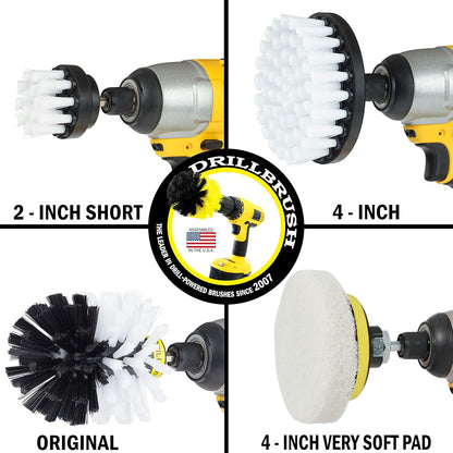 - Rotary Drill Brush Cordless Scrubber - Auto Brush Cleaning - Detail Brush Set - Upholstery Cleaning - Bathroom Cleaning Supplies - Drill Brush Pads - Shower Door Cleaner - Cleaner Pads