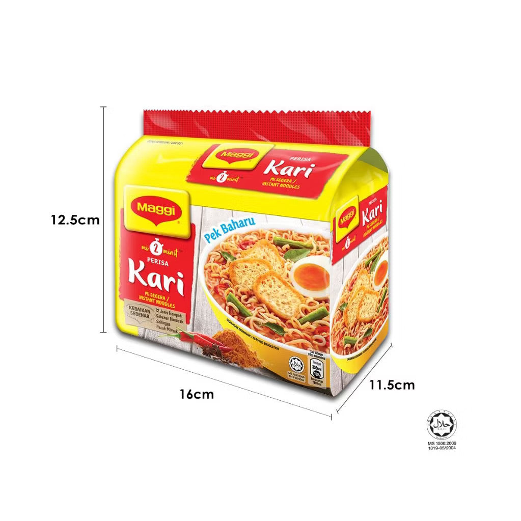 ￼[Carton of 12] MAGGI Two Minute Curry 79g x 5 Packs (Halal)