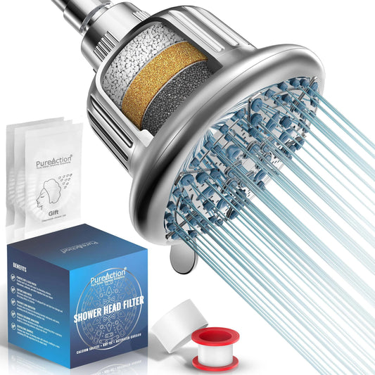 Shower Head Filter for Hard Water 7 Settings High Pressure Filtered Shower Head with Filters for Chlorine and Fluoride Water Softener Showerhead with Filter for Hair and Skin