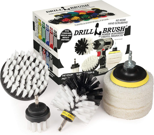 - Rotary Drill Brush Cordless Scrubber - Auto Brush Cleaning - Detail Brush Set - Upholstery Cleaning - Bathroom Cleaning Supplies - Drill Brush Pads - Shower Door Cleaner - Cleaner Pads