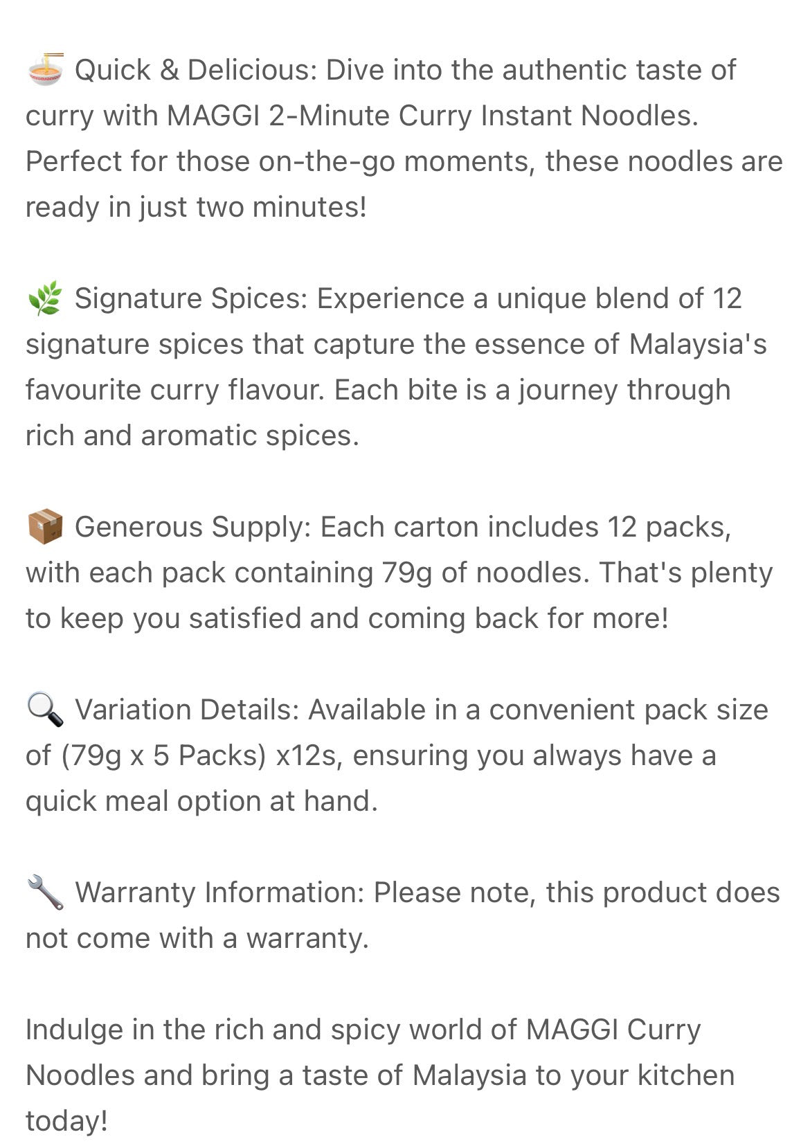 ￼[Carton of 12] MAGGI Two Minute Curry 79g x 5 Packs (Halal)