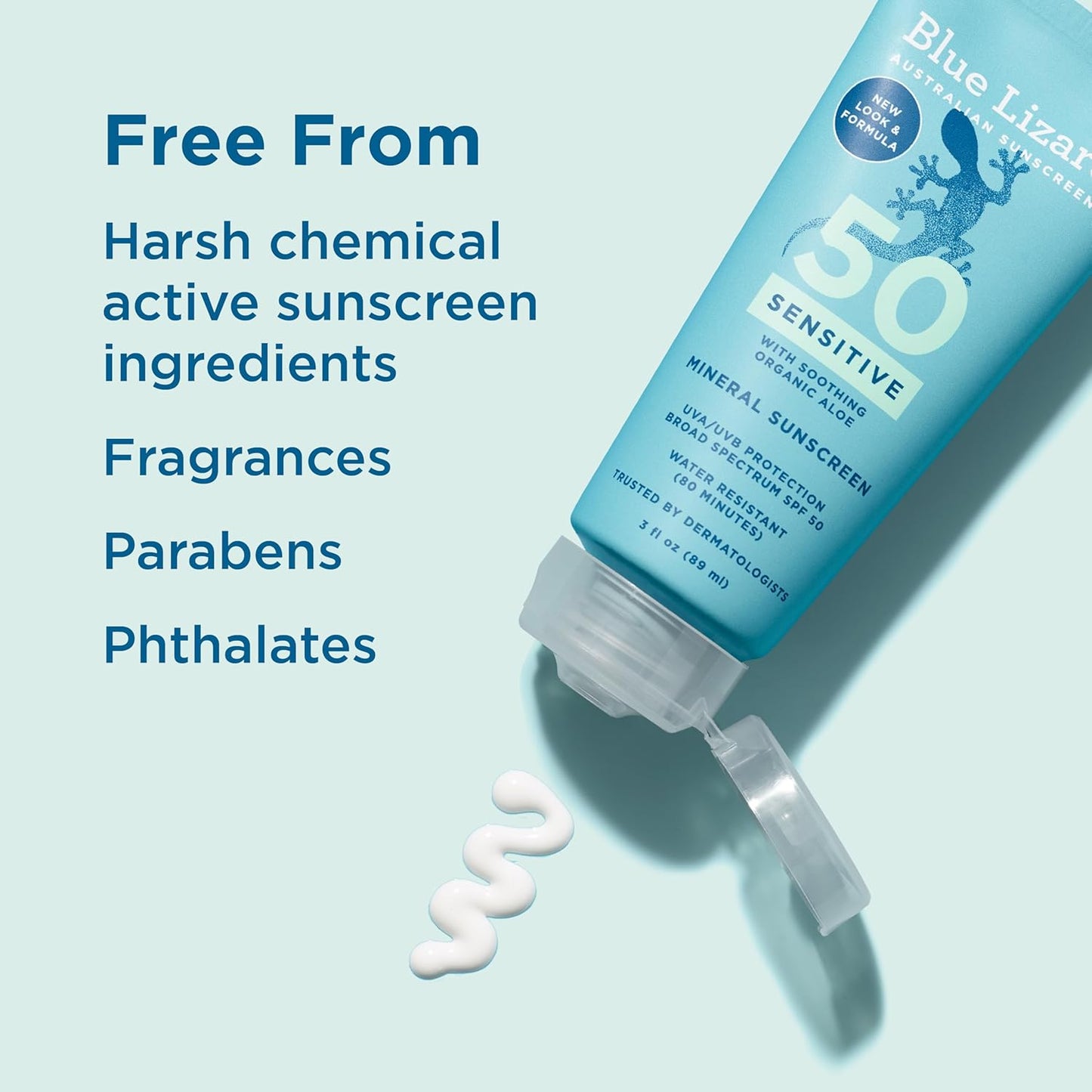 SENSITIVE Mineral Sunscreen with Zinc Oxide, SPF 50+, Water Resistant, UVA/UVB Protection with Smart Cap Technology - Fragrance Free, 3 Oz. Tube