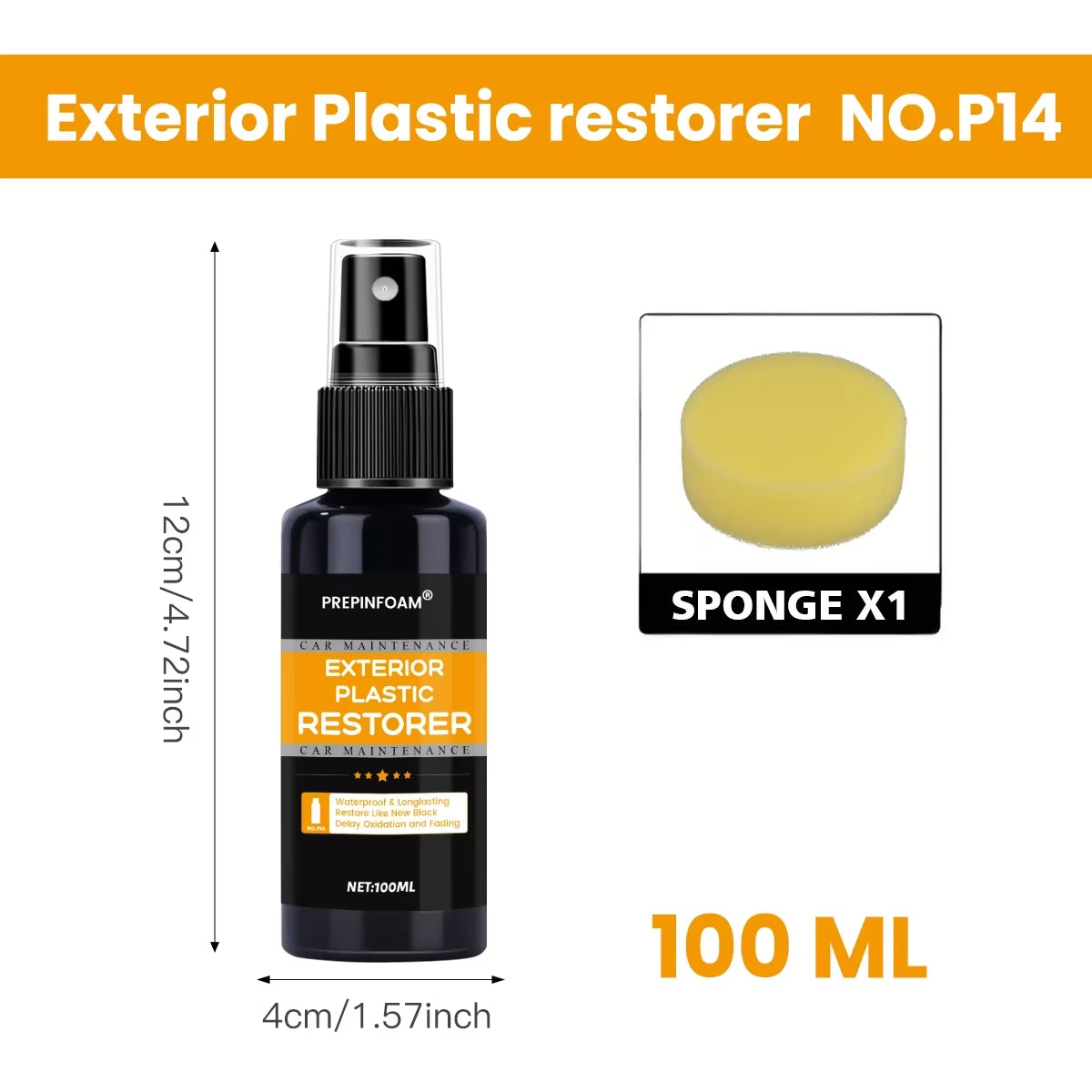 Car Plastic Restorer Back to Black More Gloss Car Cleaning Products Plastic Restore Auto Polish and Repair Coating Renovator P14