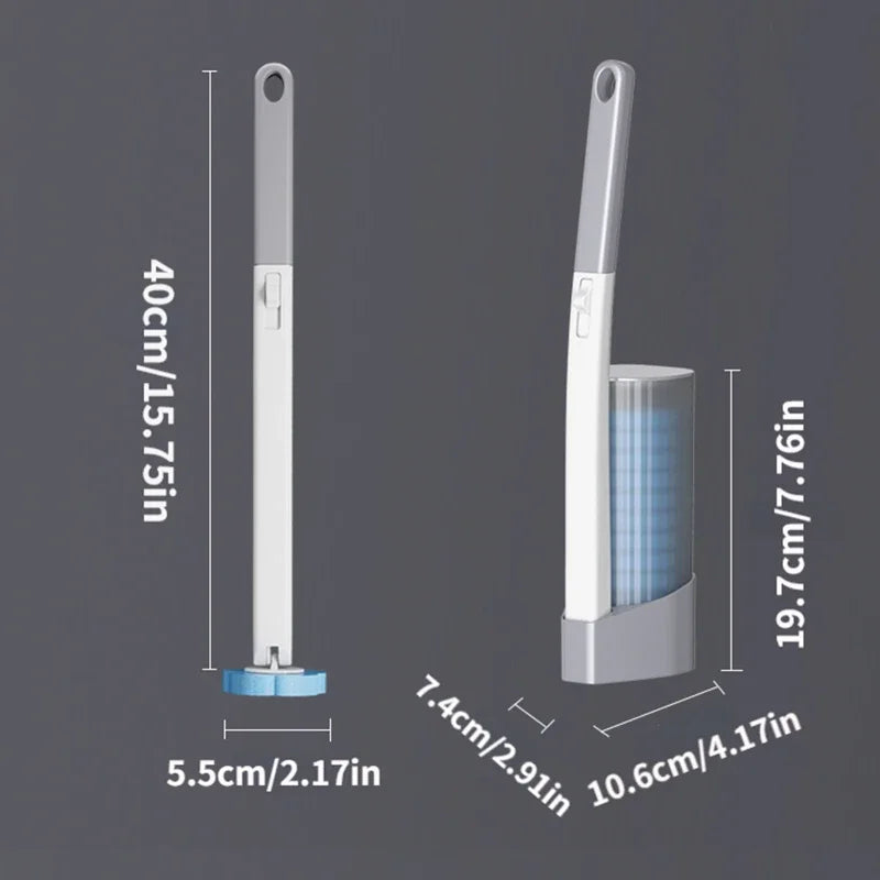 Wall-Mounted Disposable Toilet Brush with Cleaning Liquid Bathroom Cleaning Disposable Brush Head Household Cleaning Tools