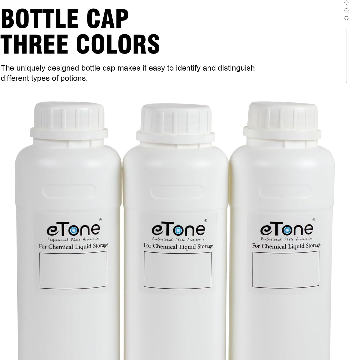 3X 500Ml Darkroom Chemical Storage Bottles with Caps Film Photo Developing Processing Equipment(White)