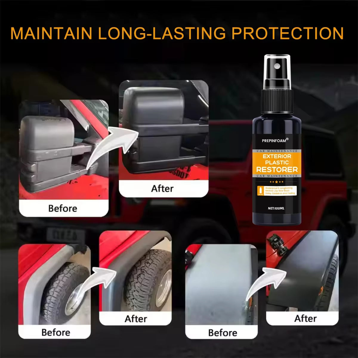 Car Plastic Restorer Back to Black More Gloss Car Cleaning Products Plastic Restore Auto Polish and Repair Coating Renovator P14