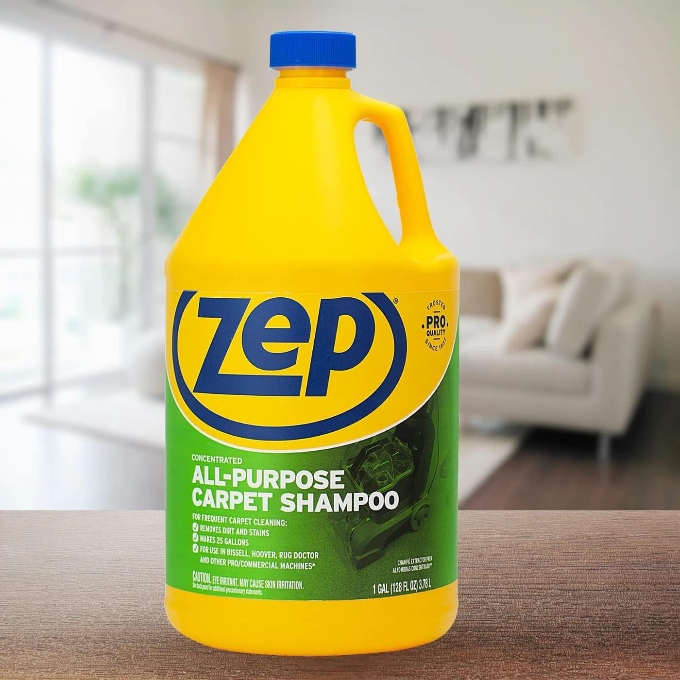 All-Purpose Carpet Shampoo Concentrate Cleaner - 1 Gallon - ZUCEC128 - Professional Formula Removes Dirt and Stains