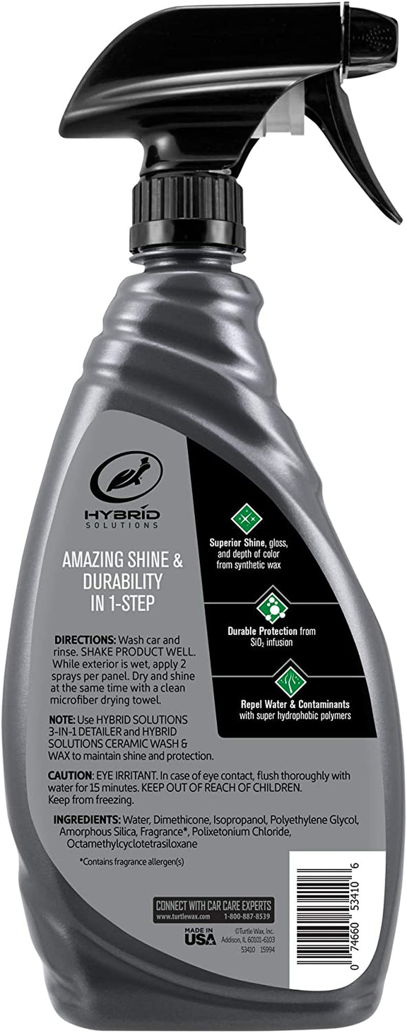 53410 Hybrid Solutions Ceramic Wet Wax, One Step Shine and Protection Solution, Extreme Water Beading, Keeps Vehicle Cleaner for Longer, No Streaks, 26 Oz. (Pack of 1)