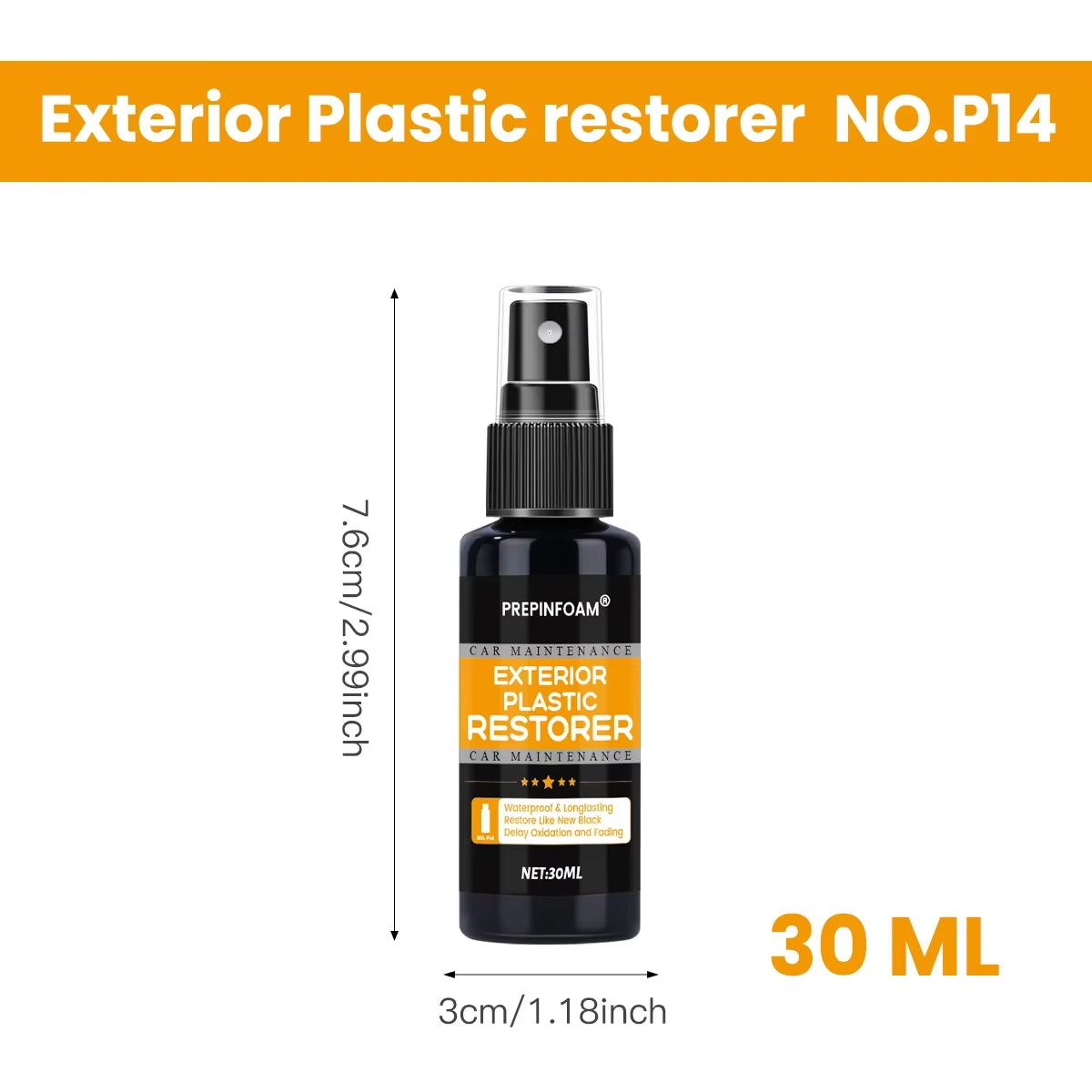 Car Plastic Restorer Back to Black More Gloss Car Cleaning Products Plastic Restore Auto Polish and Repair Coating Renovator P14