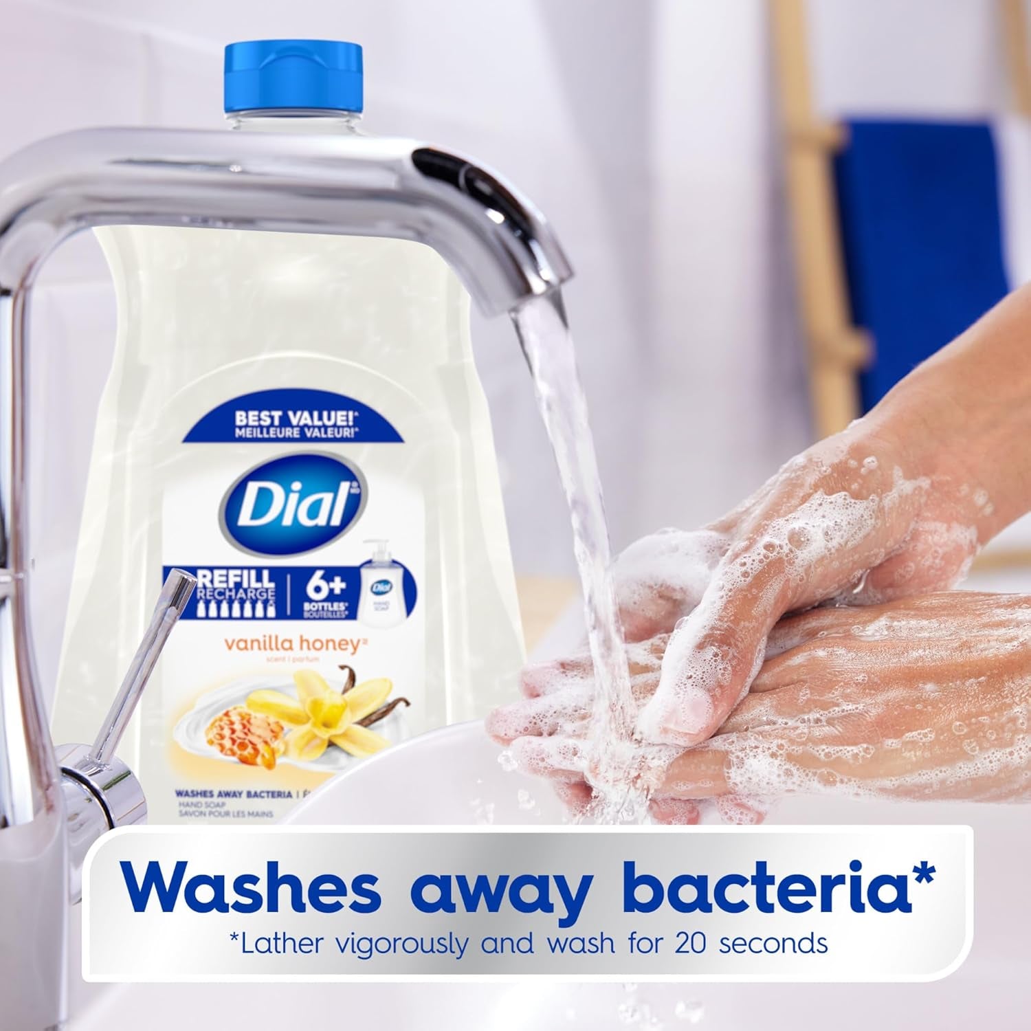 Liquid Hand Soap, Vanilla Honey Scent, 52 Fl Oz Hand Soap Refill (Pack of 3), Dermatologist-Tested, Gentle Formula