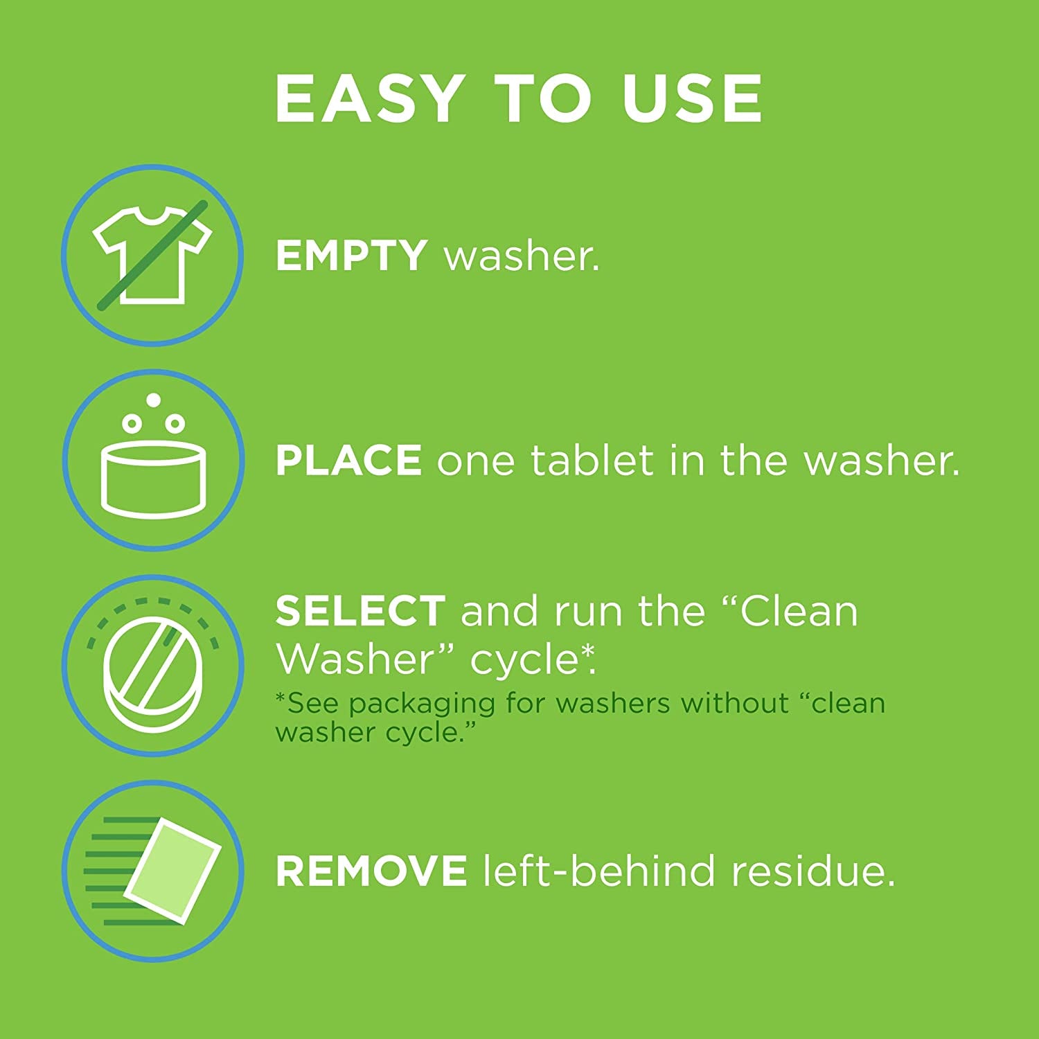 Washing Machine Cleaner, Cleans Front Load and Top Load Washers, Including HE, 3 Tablets