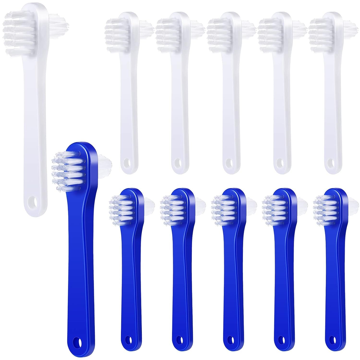 Denture Brush Dual Head Toothbrushes Hard Denture Cleaning Brush Denture Toothbrush Cleaning Brush False Teeth Brush Toothbrush for False Teeth Cleaning, 2 Colors (12 Pieces)