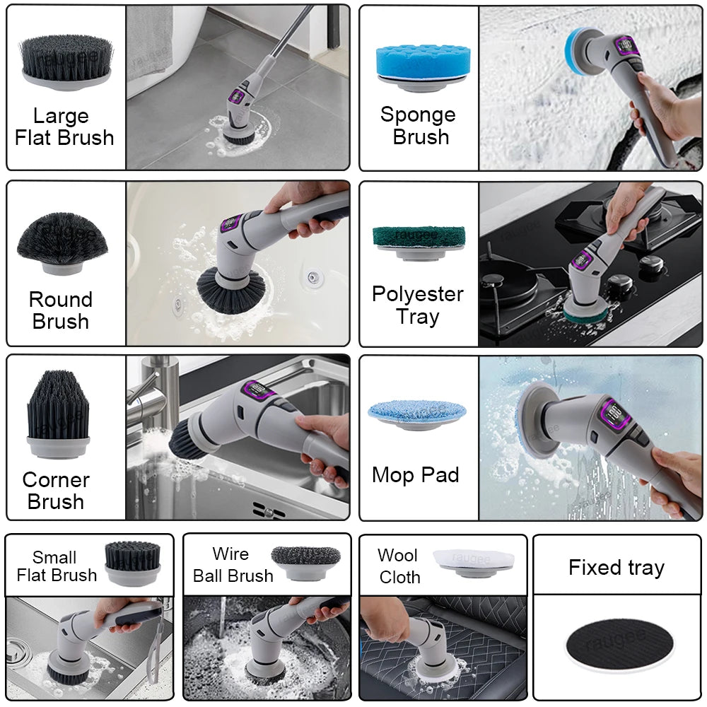 Electric Cleaning Brush Household Bathroom Cleaning Brush Multifunctional Rotary Cleaning Brush for Bathroom Toilet Cleaning