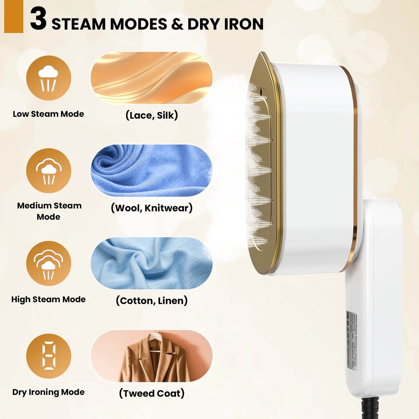 Handheld Travel Steamer for Clothes – 1300W Portable Garment Steamer, 180Ml Large Tank, Fast Heat in 10S, Wrinkle Remover for Home, Office & Travel