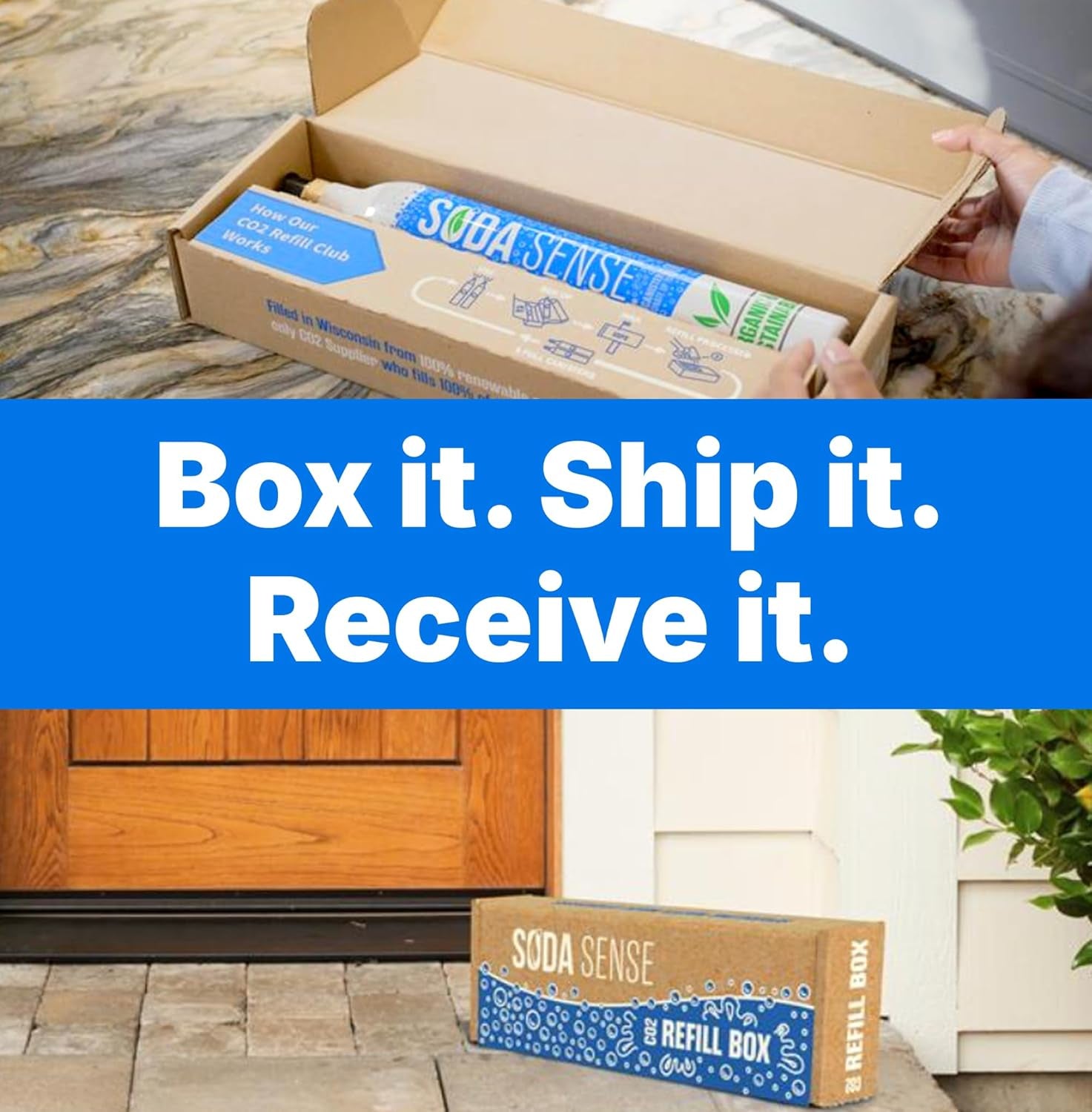 60L CO2 Exchange Canister - 2 Pack, Threaded Style - Compatible with All 'Screw-In' Soda/Sparkling Water Makers, Including Sodastream BLUE Cylinder Models, Ninja Thirsti, Philips & More