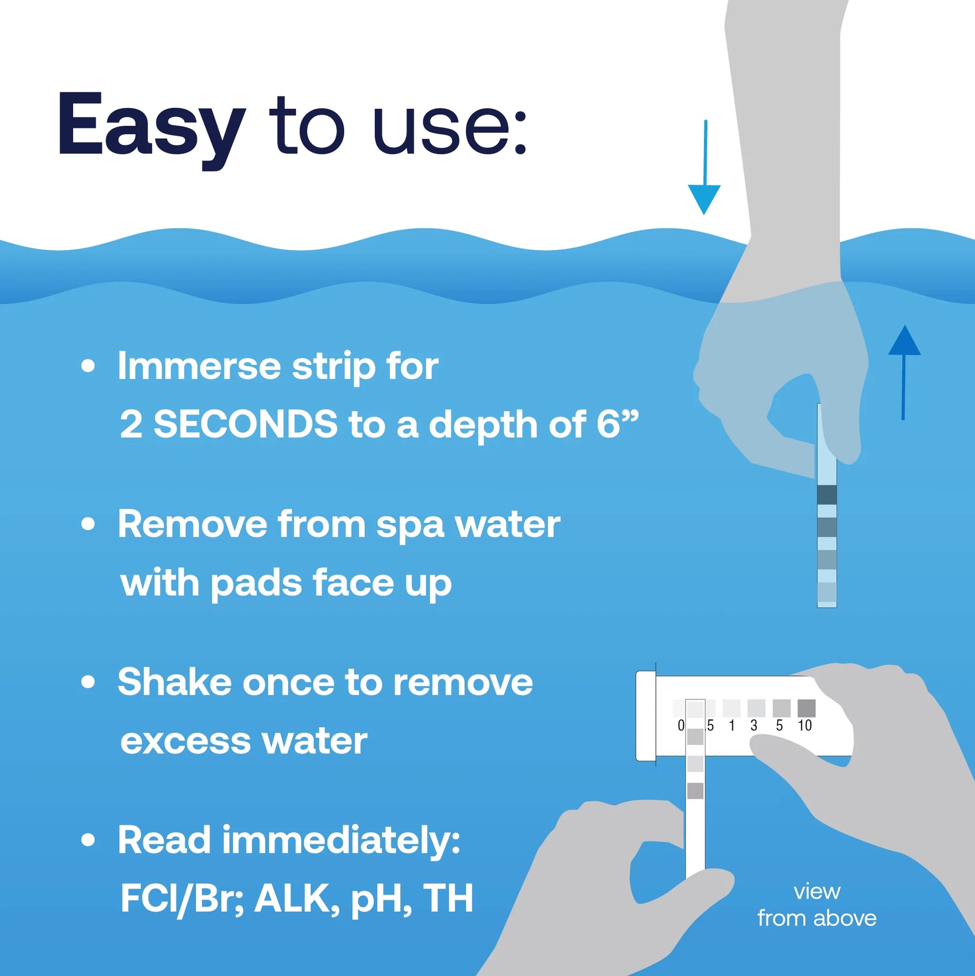 Spa Care 6-Way Pool and Spa & Pool Test Strips, Chemical Tester, 25 Each
