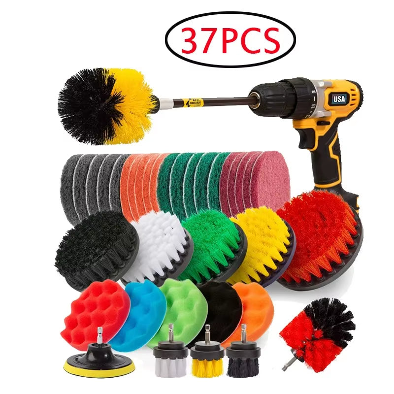 Electric Drill Brush Accessories a Set of Electric Car Wash Brush Car Polisher Kitchen Cleaning Kit Toilet Cleaning Tools