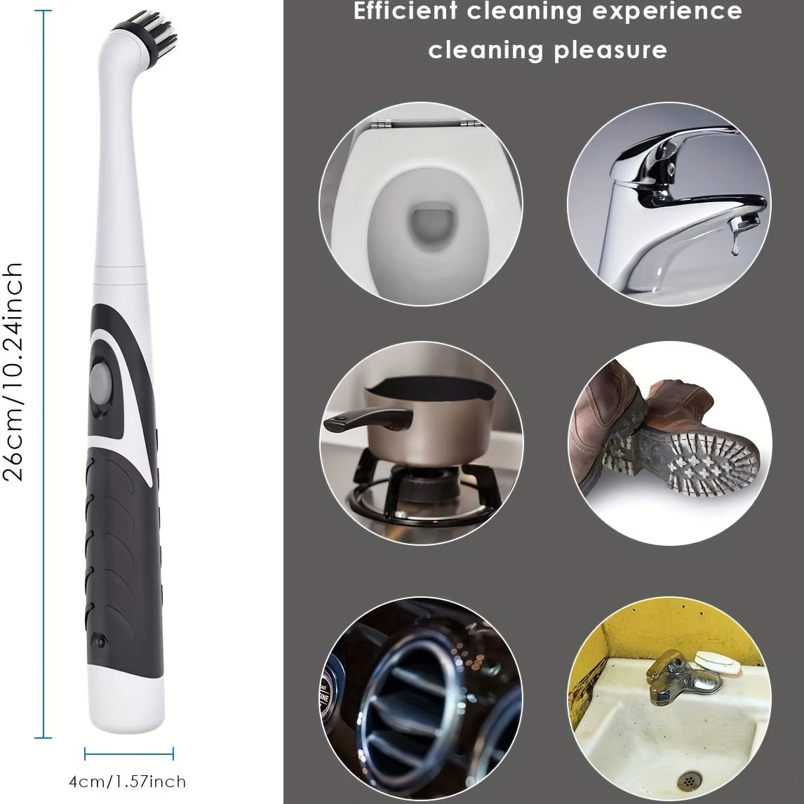 Cleaning Brush Sonic Scrubber, Cleaning Tool with 4 Brushes Multifunctional Electric Cleaning Brush Cleaning Supplies