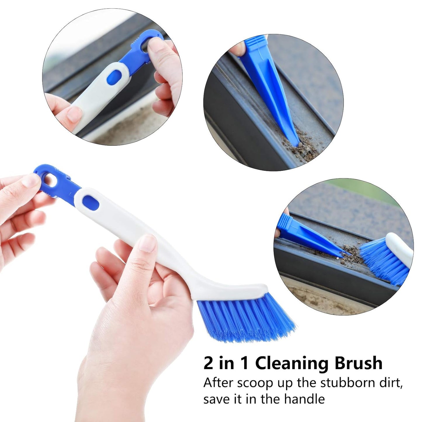 4 Pieces Cleaning Brush Sets Small Scrub Brush Household Use for Cleaning Bottle Sink Kitchen Sink Corner Dish Edge Grout Bathroom Sliding Door Window Track(White, Blue)