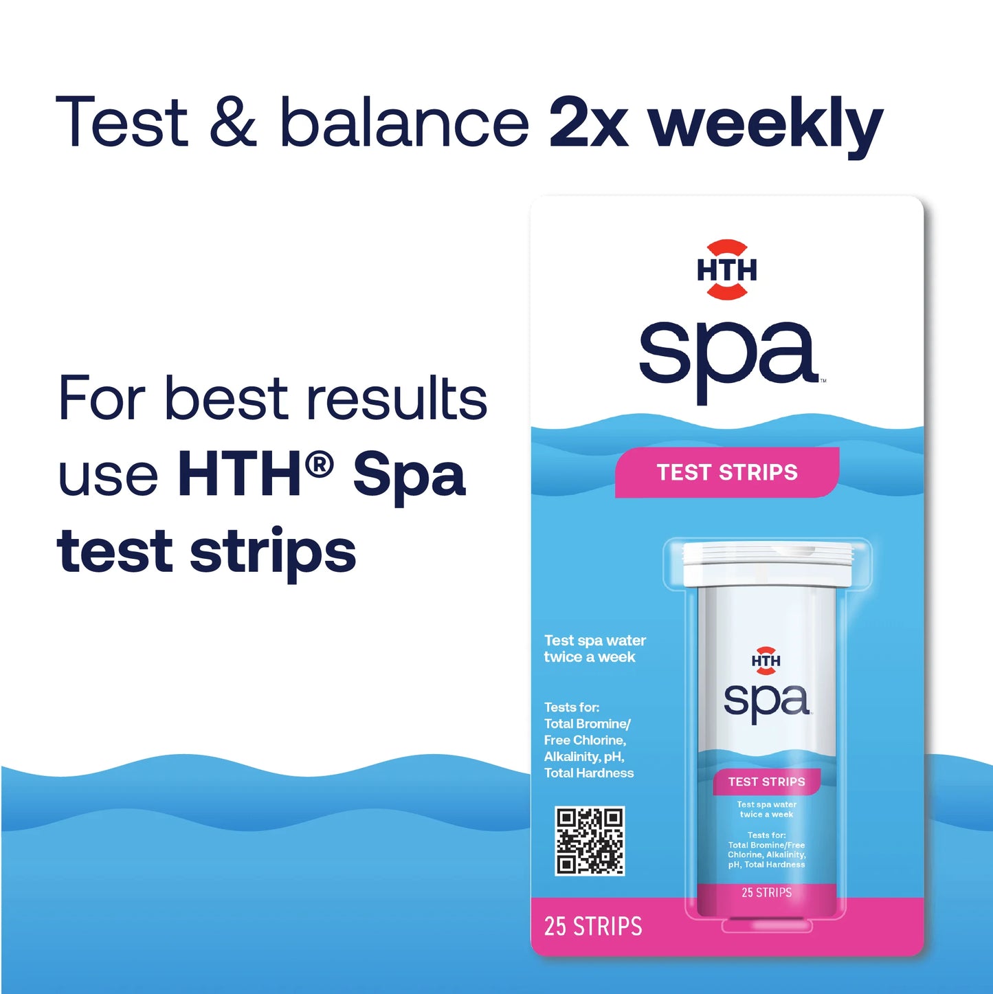 Spa Care 6-Way Pool and Spa & Pool Test Strips, Chemical Tester, 25 Each