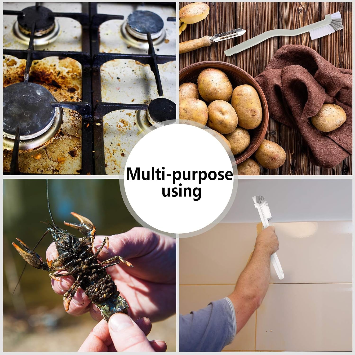 4 Pieces Cleaning Brush Sets Small Scrub Brush Household Use for Cleaning Bottle Sink Kitchen Sink Corner Dish Edge Grout Bathroom Sliding Door Window Track(White, Blue)