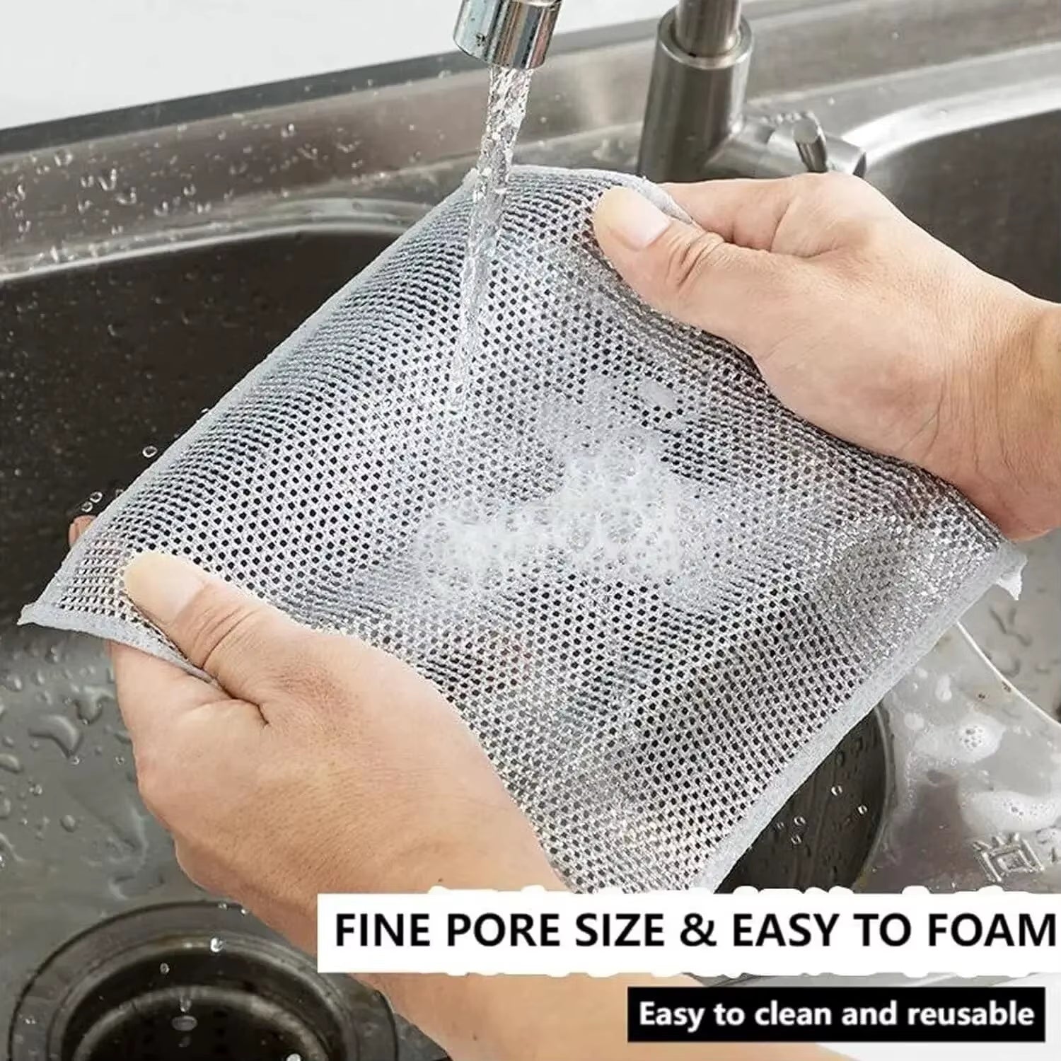 10Pcs Magic Dishcloth Silver Wire Cleaning Kitchen Cloth Thickened Microfiber Wash Towel Built-In Sponge Steel Wire Ball Rag