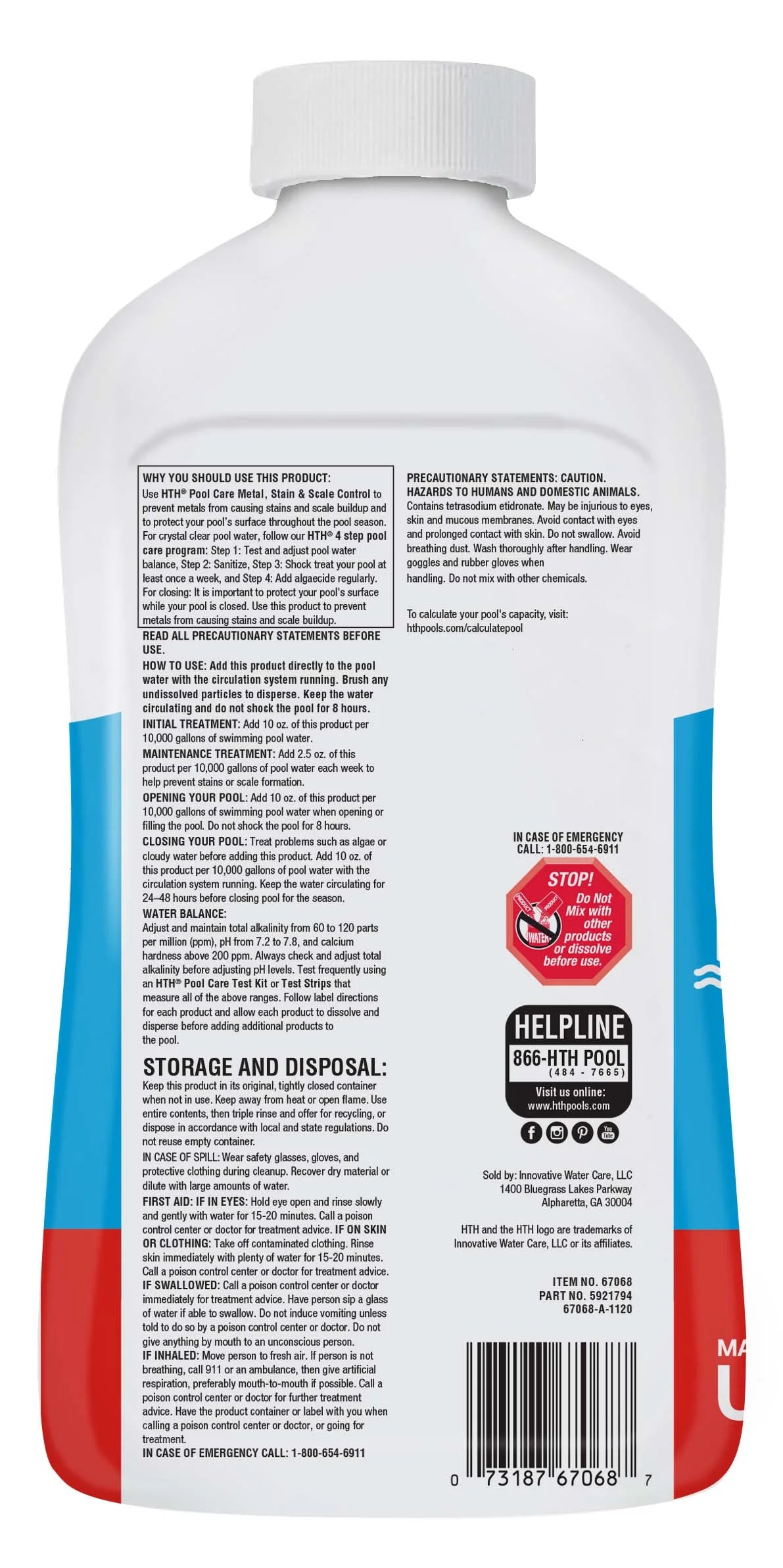 Metal & Stain Defense Liquid Pool Chemical, Stain Preventer, for All Pool Types, 1 Qt