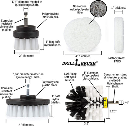 - Rotary Drill Brush Cordless Scrubber - Auto Brush Cleaning - Detail Brush Set - Upholstery Cleaning - Bathroom Cleaning Supplies - Drill Brush Pads - Shower Door Cleaner - Cleaner Pads