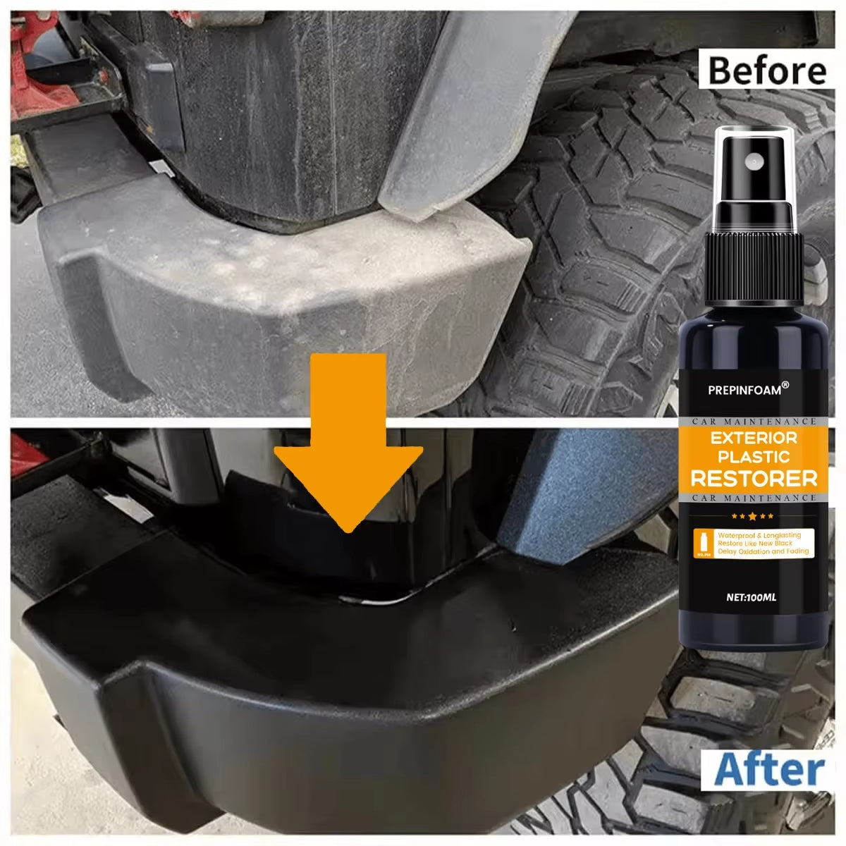 Car Plastic Restorer Back to Black More Gloss Car Cleaning Products Plastic Restore Auto Polish and Repair Coating Renovator P14