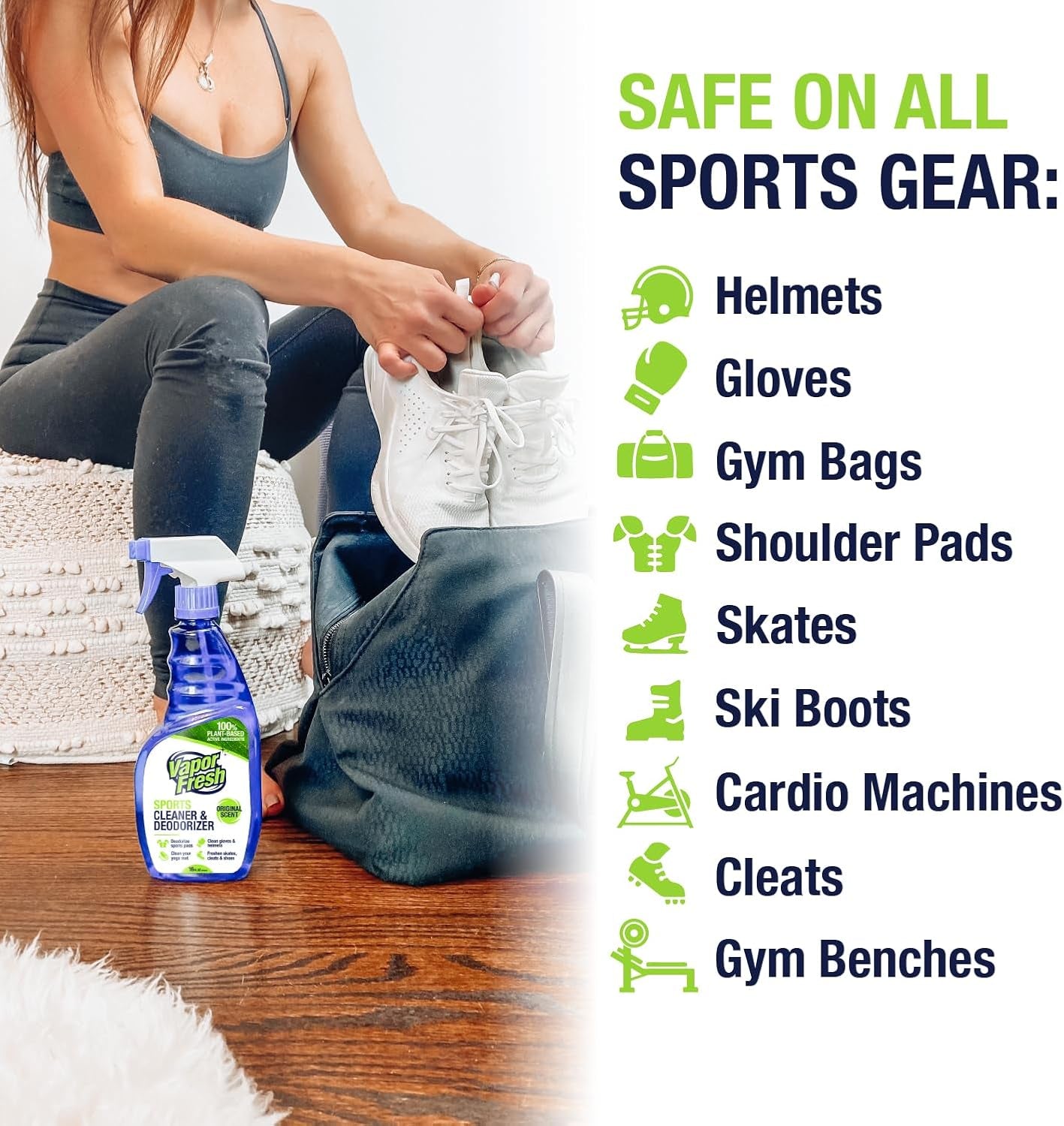 Sports Cleaner and Deodorizer - Sports Gear Odor Eliminator, Boxing Glove Deodorizer, Gym Equipment Spray, Natural and Plant Based, 16 Fl Oz (1-Pack)