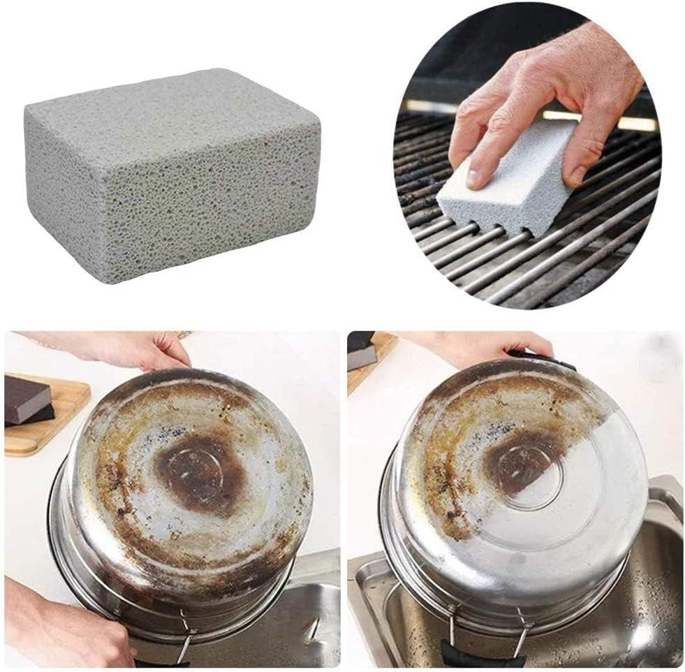 Grill Cleaning Stones Heavy Duty Griddle Bricks Flat Top Griddle Cleaning Stone Block Removing Stains for BBQ-3 Pack with Handle