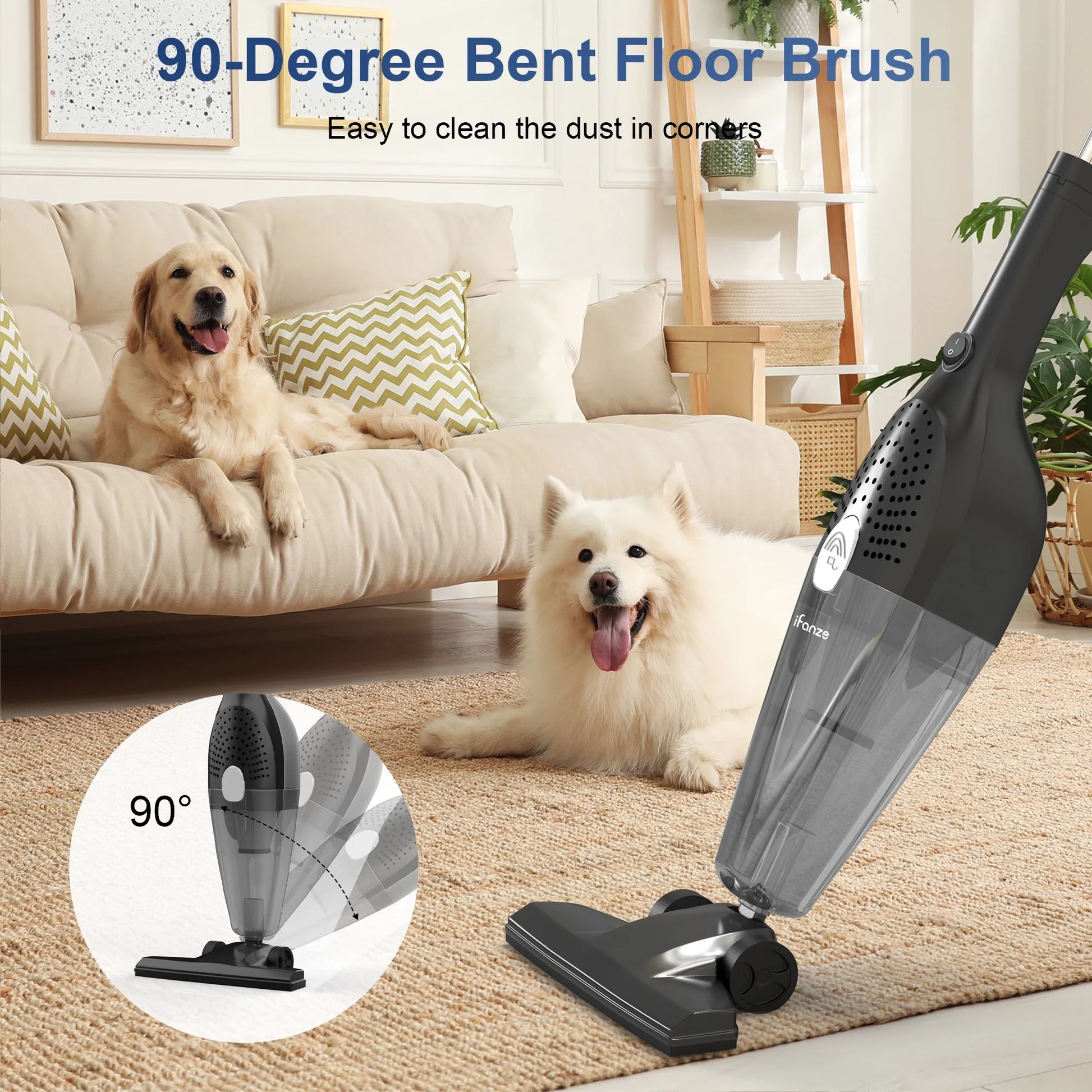 25Kpa Corded Stick Vacuum Cleaner with Powerful Suction, 3-In-1 Lightweight Handheld Vacuum Cleaner for Home Carpet Pet Hair, Black Grey, BR602