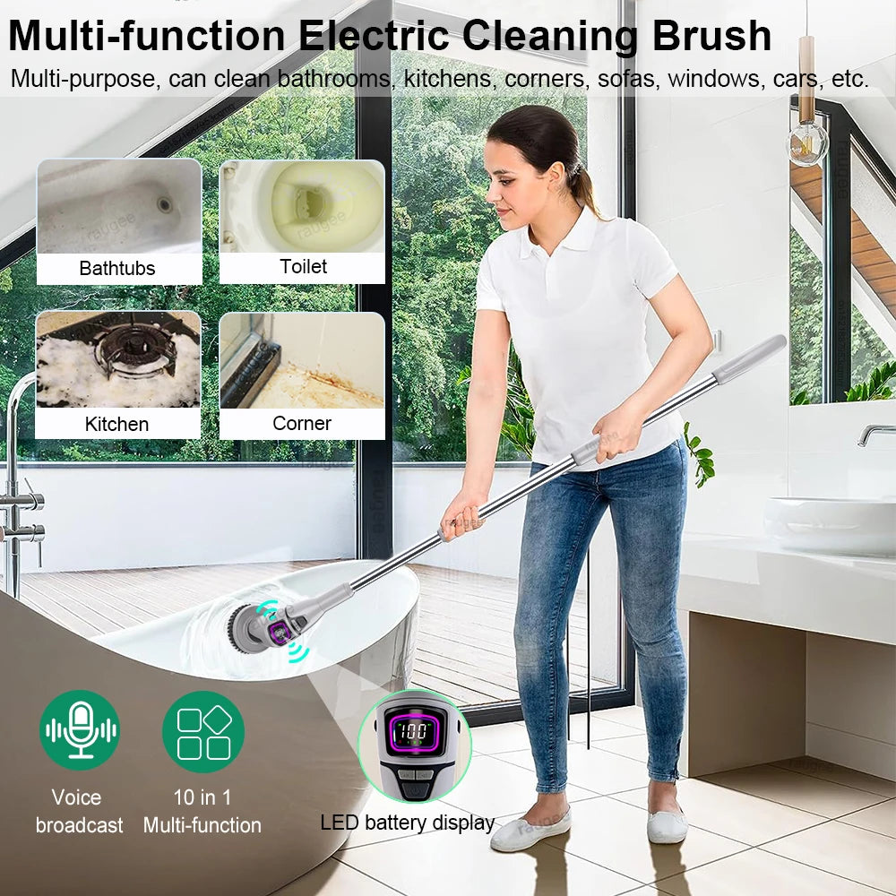 Electric Cleaning Brush Household Bathroom Cleaning Brush Multifunctional Rotary Cleaning Brush for Bathroom Toilet Cleaning