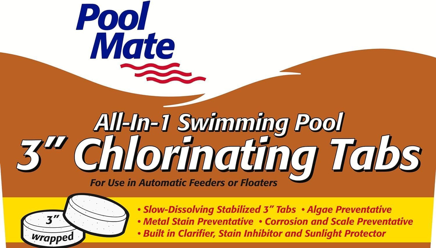 10-Pounds All-In-1 Swimming Pool 3 Inch Chlorinating Tabs, Chlorine Tablets 3 Inch, Sanitizer, Clarifier, Stain Inhibitor, Algae Control, Descaler, Sunlight Protector All in One, Made in USA