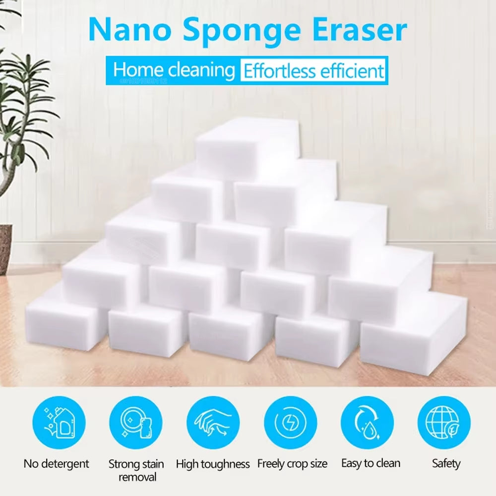 10/20/50/100Pcs Melamine Sponge Magic Sponge Eraser Eraser Cleaner Cleaning Sponges for Kitchen Bathroom Cleaning Tools 10*6*2Cm