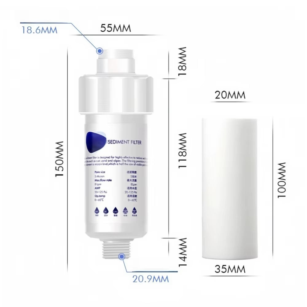 Pre-Filter Water Filter PP Cotton Filter Cartridge Removal Heavy Metal Purifier Household Washing Machine Shower Water Filter