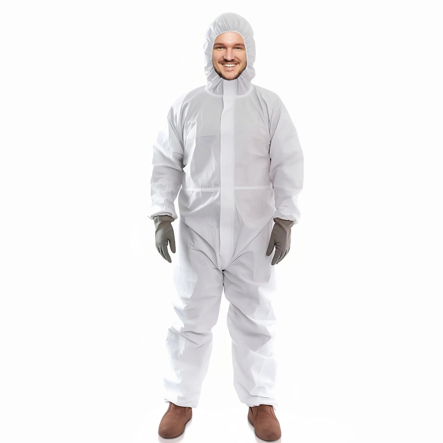 Medical Disposable Coveralls for Men Women 3X Large Size Pack of 5 White Suits