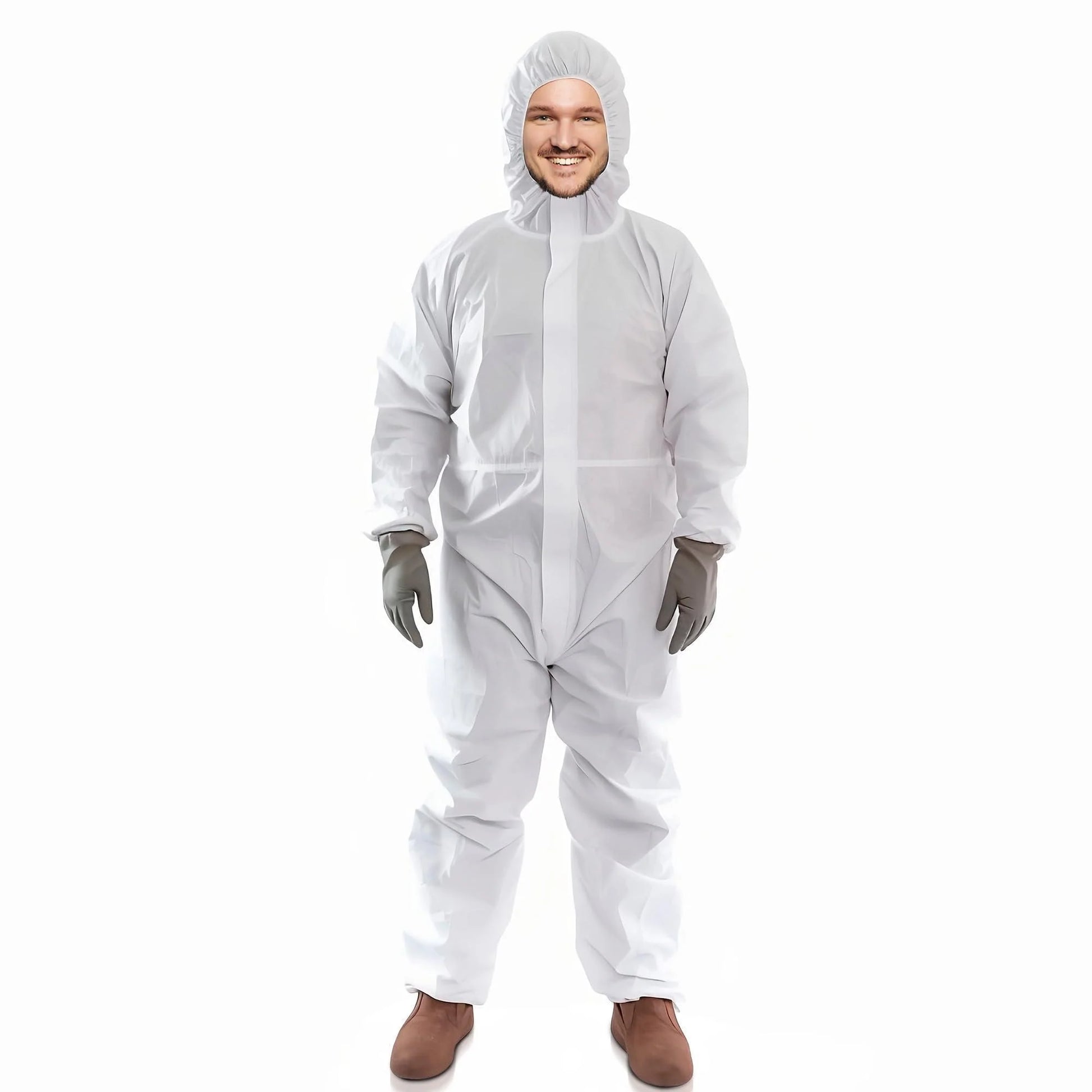 Medical Disposable Coveralls for Men Women 3X Large Size Pack of 5 White Suits