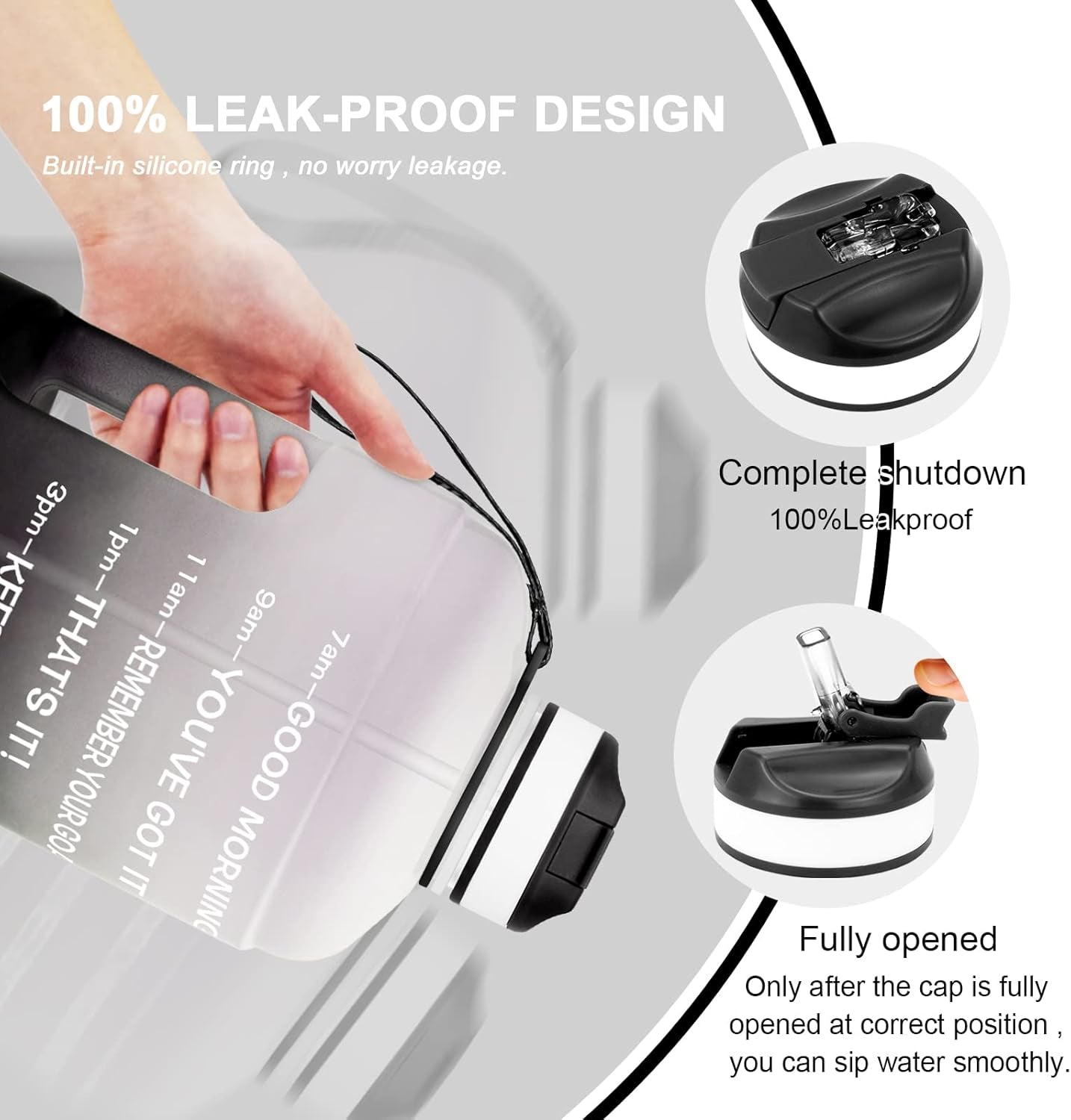 Motivational Gallon Water Bottle - with Straw & Time Marker BPA Free Large Reusable Sport Water Jug with Handle for Fitness Outdoor Enthusiasts Leak-Proof