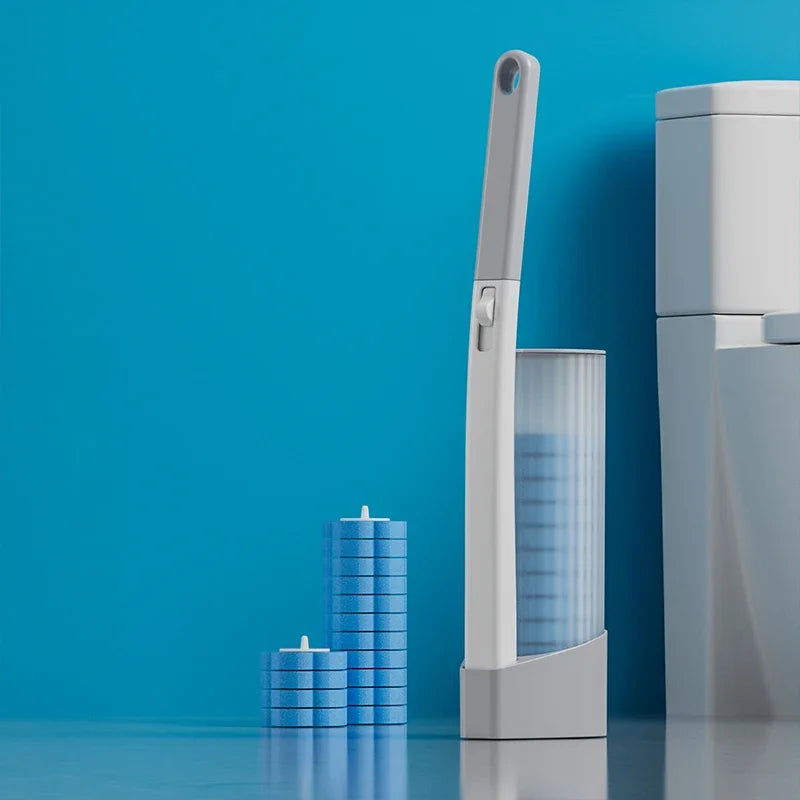 Wall-Mounted Disposable Toilet Brush with Cleaning Liquid Bathroom Cleaning Disposable Brush Head Household Cleaning Tools