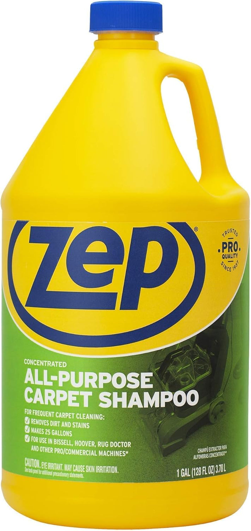 All-Purpose Carpet Shampoo Concentrate Cleaner - 1 Gallon - ZUCEC128 - Professional Formula Removes Dirt and Stains