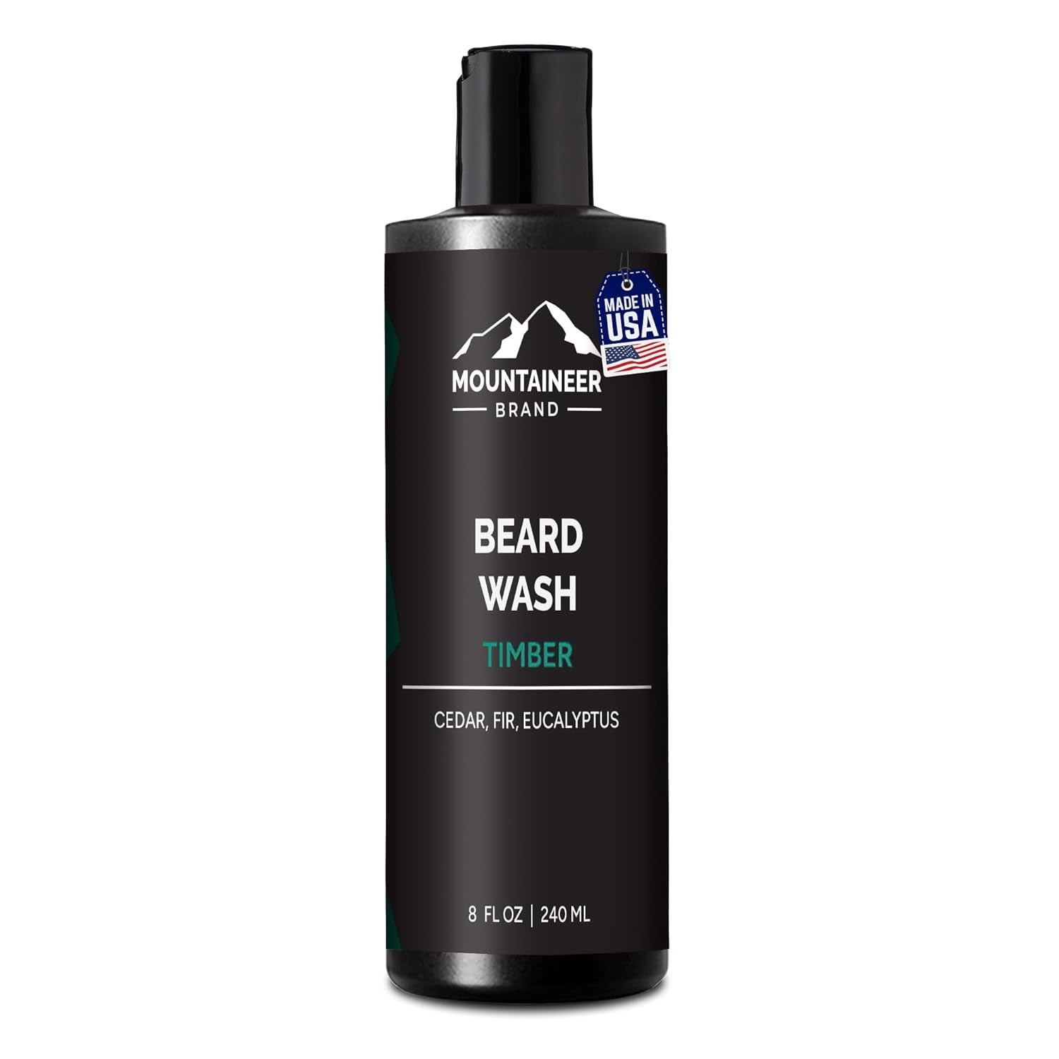 Beard Wash for Men | 100% Natural Beard Shampoo | Thick Cleaning Softening Lather for Hair and Skin | Hydrate and Detangle | Grooming Treatment | WV Timber Scent 8Oz