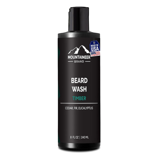 Beard Wash for Men | 100% Natural Beard Shampoo | Thick Cleaning Softening Lather for Hair and Skin | Hydrate and Detangle | Grooming Treatment | WV Timber Scent 8Oz